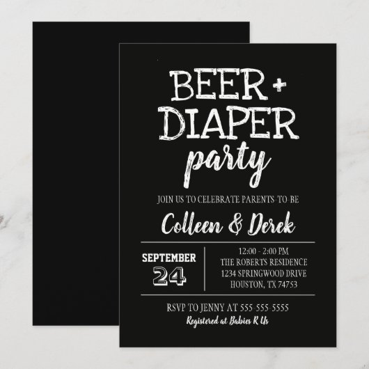 Beer & Diaper Kinderdusche Einladung (Vorne/Hinten)