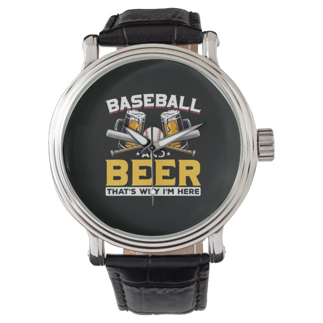 Beer Drinker Baseball Beer Humor Birthday Armbanduhr (Vorderseite)