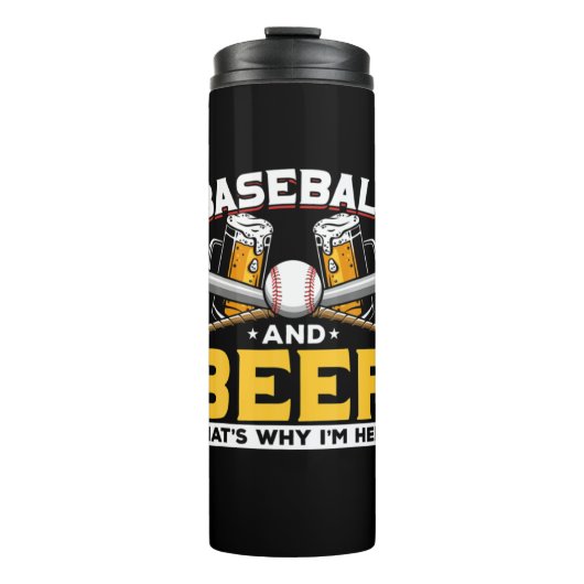Beer Drinker Baseball Beer Humor Birthday Thermosbecher (Vorderseite)