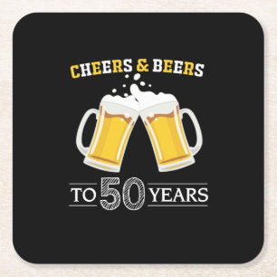 Beer Drinker Cheers and Beers to 50 Years Birthday Rechteckiger Pappuntersetzer