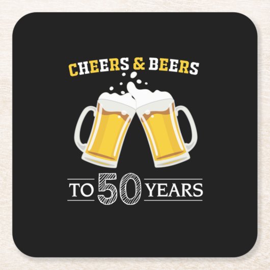 Beer Drinker Cheers and Beers to 50 Years Birthday Rechteckiger Pappuntersetzer (Vorderseite)