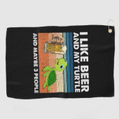 Beer Drinker I Like Beer And My Turtle Birthday Golfhandtuch (Horizontal)