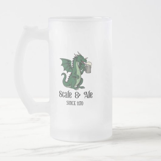 Beer Drinking Dragon Mattglas Bierglas (Links)