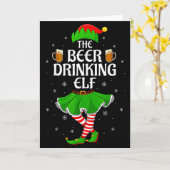 Beer Drinking Elf Christmas Family Girl Women Elf Karte (Gelbe Blume)