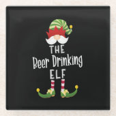 Beer Drinking Elf Group Christmas Birthday Glasuntersetzer (Vorderseite)