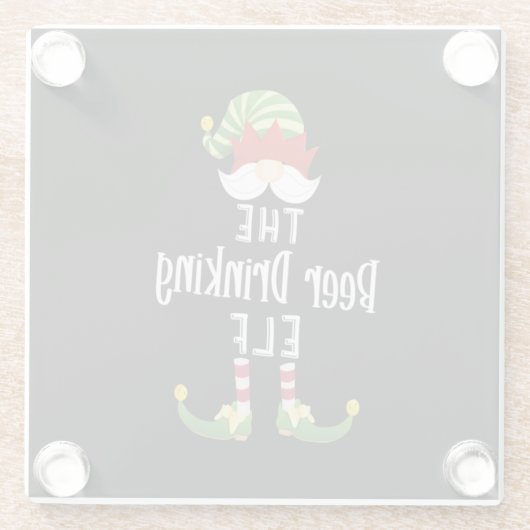 Beer Drinking Elf Group Christmas Birthday Glasuntersetzer (Rückseite)