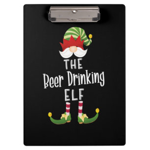 Beer Drinking Elf Group Christmas Birthday Klemmbrett