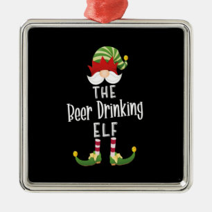 Beer Drinking Elf Group Christmas Birthday Ornament Aus Metall
