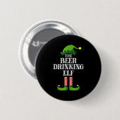 Beer Drinking Elf Matching Family Group Christmas  Button (Vorne & Hinten)