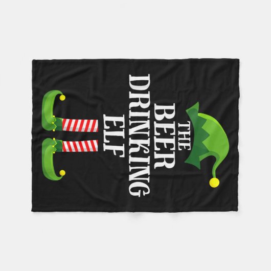 Beer Drinking Elf Matching Family Group Christmas Fleecedecke (Vorderseite (Horizontal))