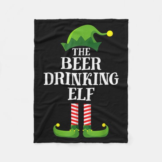 Beer Drinking Elf Matching Family Group Christmas  Fleecedecke (Vorderseite)
