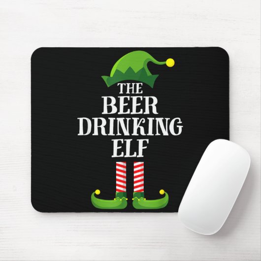 Beer Drinking Elf Matching Family Group Christmas  Mousepad (Mit Mouse)