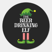 Beer Drinking Elf Matching Family Group Christmas Runder Aufkleber (Vorderseite)