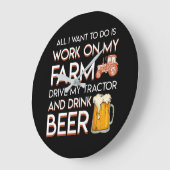 Beer Farmer Want Work Farm Drive Tractor Große Wanduhr (Winkel)