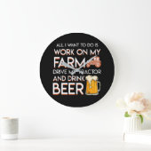 Beer Farmer Want Work Farm Drive Tractor Große Wanduhr (Zuhause)