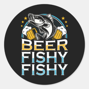 Beer Fishy Fishy Fisherman Ret Runder Aufkleber
