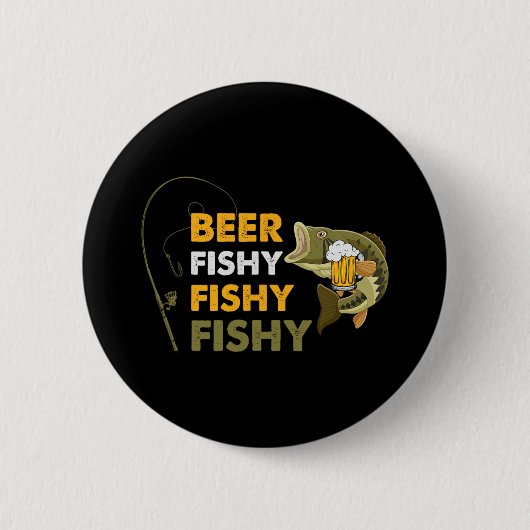 Beer Fishy Fishy Lover Fisherman Retro Vin Button (Vorderseite)