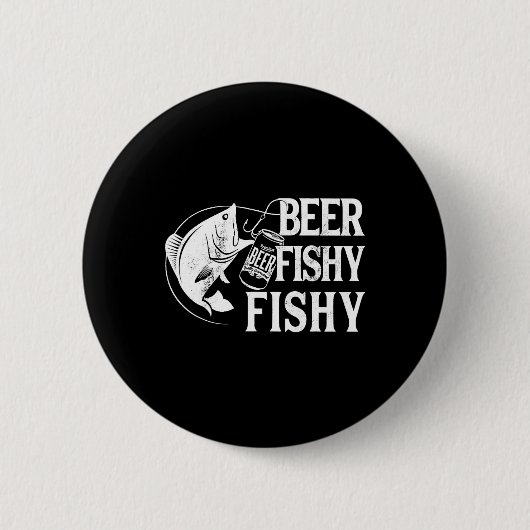 Beer Fishy Funny Fishing Button (Vorderseite)