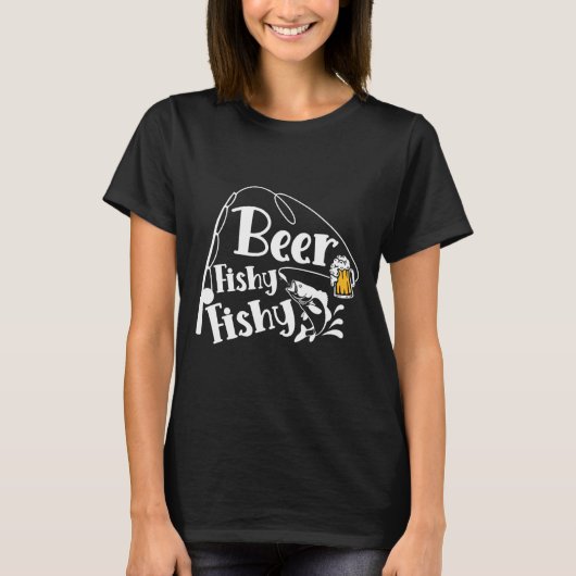 Beer Fishy Funny Funny Fishing Alcohol Long Quote T-Shirt (Vorderseite)