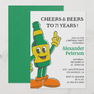 Beer Funny Spaß Vintag Männer 71. Geburtstag Einladung