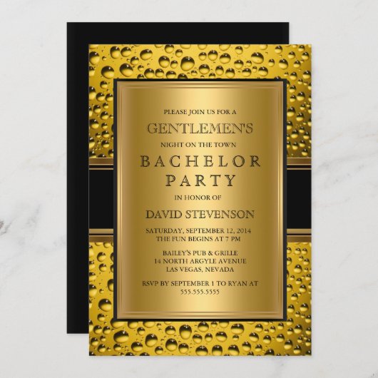 Beer Gentlemen's Bachelor Party Herren's Night Out Einladung (Vorne/Hinten)