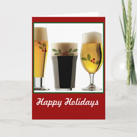 Beer Glasses Holiday Greetings Feiertagskarte (Vorderseite)
