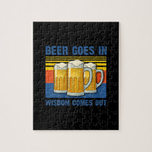 Beer Goes In Wisdom Comes Out Vintage Birthday Puzzle