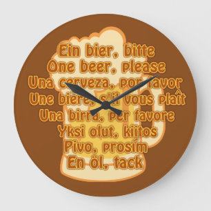 BEER in languages custom wall clock Große Wanduhr