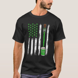 Beer Irish American Flag Kleeblatt St Patrick's Da T-Shirt