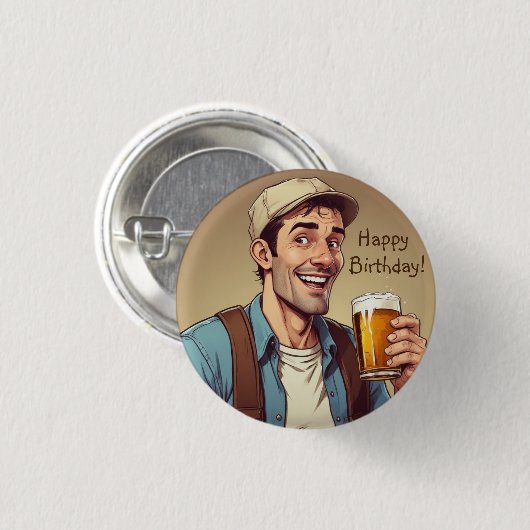 Beer Lover Birthday Button (Vorne & Hinten)