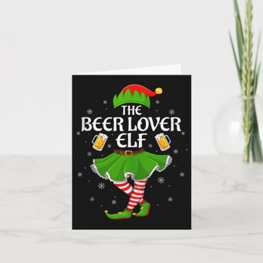 Beer Lover Elf Christmas Family Girls Women Elf Sq Karte (Vorderseite)