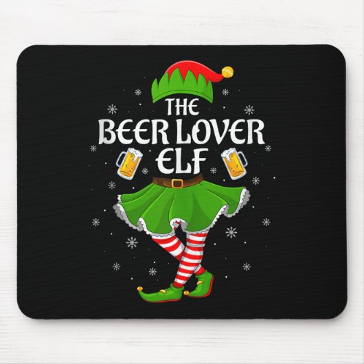 Beer Lover Elf Christmas Family Girls Women Elf Sq Mousepad (Vorne)