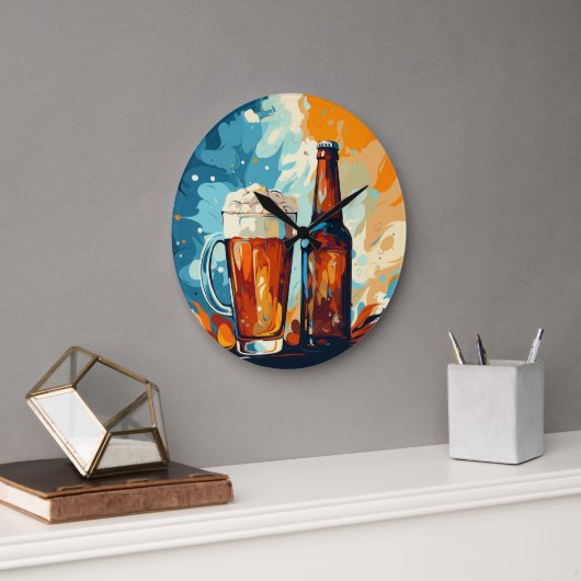 Beer Lover Große Wanduhr (Büro)