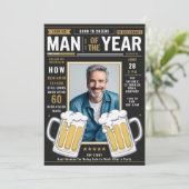 Beer Magazine Cover Funny Men Adult Birthday Foto Einladung (Stehend Vorderseite)