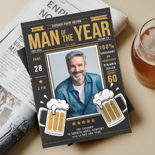 Beer Magazine Funny Men Adult Geburtstag Foto Invi Einladung