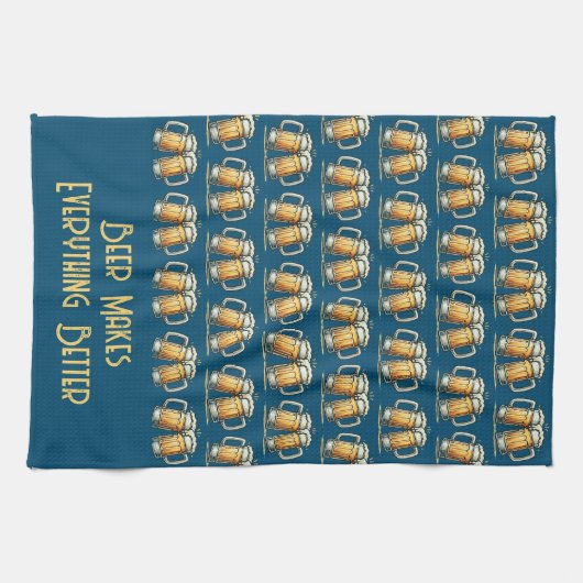 Beer Makes Everything Better Kitchen Towel Geschirrtuch (Horizontal)