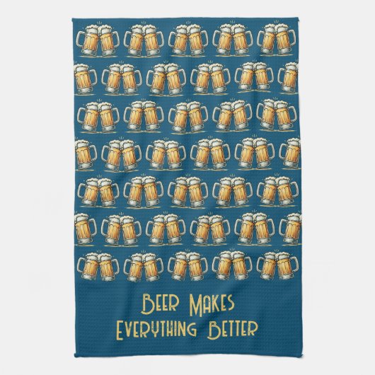 Beer Makes Everything Better Kitchen Towel Geschirrtuch (Vertikal)
