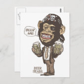 Beer Me Chimp Pirate von Mudge Studios Postkarte (Vorne/Hinten)
