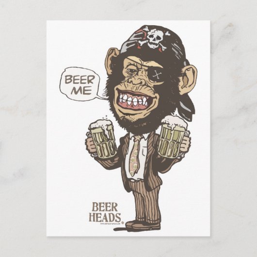 Beer Me Chimp Pirate von Mudge Studios Postkarte (Vorderseite)