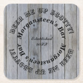 Beer mich auf Scotty! Holzaussehen Bar oder Name d Rechteckiger Pappuntersetzer (Vorderseite)