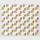 Beer Mug with Happy Birthday Balloon Geschenkpapier (Flach)
