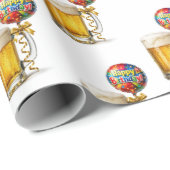 Beer Mug with Happy Birthday Balloon Geschenkpapier (Rolleneckpunkt)