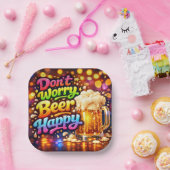 Beer Mug With Neon Rainbow Quote Pappteller (Party)