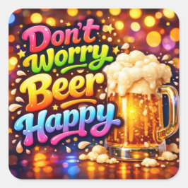 Beer Mug With Neon Rainbow Quote Quadratischer Aufkleber