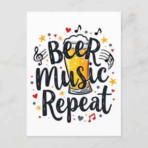 Beer Music Repeat Postkarte