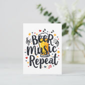 Beer Music Repeat Postkarte (Stehend Vorderseite)