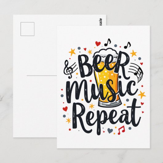 Beer Music Repeat Postkarte (Vorne/Hinten)
