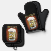 Beer O'Clock! Ofenhandschuh & Topflappen-Set (Vorderseite/Rückseite)