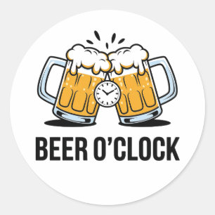 Beer O'Clock - Zeit, mit einem kalten zu feiern Runder Aufkleber