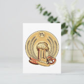 Beer-Oktoberfest-Vintage Grafik Postkarte (Stehend Vorderseite)